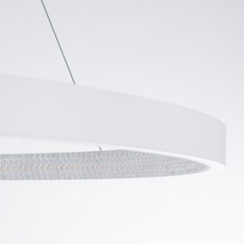 GLOBOSTAR® DIAMOND 61518 Μοντέρνο Κρεμαστό Φωτιστικό Οροφής LED 75W 8400lm 360° AC 220-240V IP20 Ρυθμιζόμενο Λευκό CCT με Χειριστήριο από 2700K έως 6000K Dimmable - Lumileds SMD Chip - Λευκό Ματ - Μ100 x Π100 x Υ90cm - 3 Χρόνια Εγγύηση
