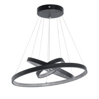 GLOBOSTAR® DIAMOND TRIO 61523 Μοντέρνο Κρεμαστό Φωτιστικό Οροφής LED 100W 11200lm 360° AC 220-240V IP20 Ρυθμιζόμενο Λευκό CCT με Χειριστήριο από 2700K έως 6000K Dimmable - Lumileds SMD Chip - Μαύρο Ματ - Μ90 x Π90 x Υ90cm - 3 Χρόνια Εγγύηση