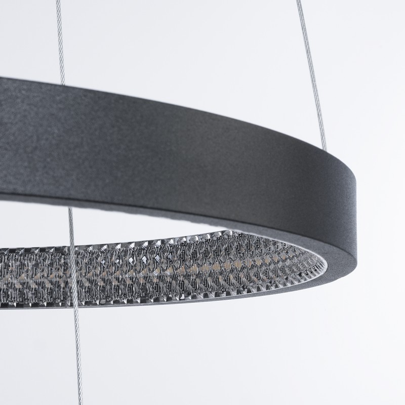 GLOBOSTAR® DIAMOND TRIO 61523-DECO Μοντέρνο Κρεμαστό Φωτιστικό Οροφής LED 100W 11200lm 360° AC 220-240V IP20 Ρυθμιζόμενο Λευκό CCT με Χειριστήριο από 2700K έως 6000K Dimmable - Lumileds SMD Chip - Μαύρο Ματ - Μ90 x Π90 x Υ90cm - 3 Χρόνια Εγγύηση