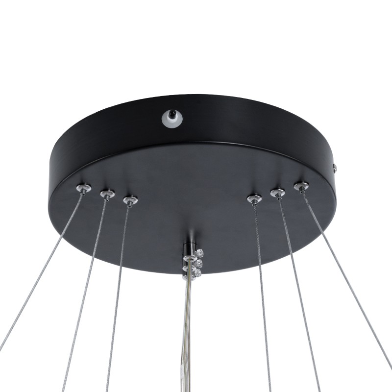 GLOBOSTAR® DIAMOND TRIO 61523-DECO Μοντέρνο Κρεμαστό Φωτιστικό Οροφής LED 100W 11200lm 360° AC 220-240V IP20 Ρυθμιζόμενο Λευκό CCT με Χειριστήριο από 2700K έως 6000K Dimmable - Lumileds SMD Chip - Μαύρο Ματ - Μ90 x Π90 x Υ90cm - 3 Χρόνια Εγγύηση