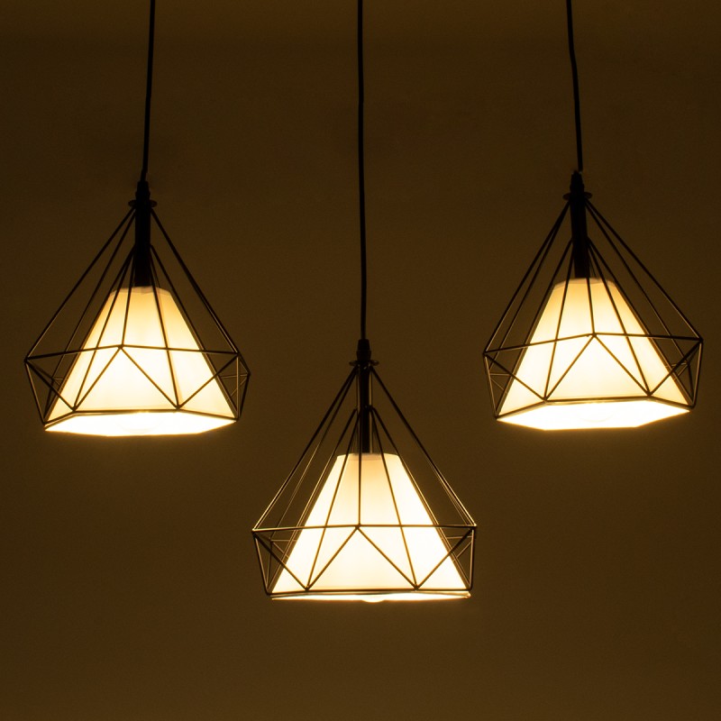 GLOBOSTAR® EIFFEL 61569 Vintage Κρεμαστό Φωτιστικό Οροφής με Ντουί 3 x E27 AC 220-240V IP20 - Μαύρο & Λευκό - Μ68 x Π25 x Υ130cm