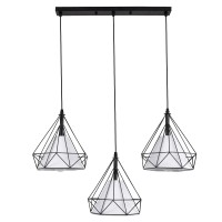 GLOBOSTAR® EIFFEL 61569 Vintage Κρεμαστό Φωτιστικό Οροφής με Ντουί 3 x E27 AC 220-240V IP20 - Μαύρο & Λευκό - Μ68 x Π25 x Υ130cm