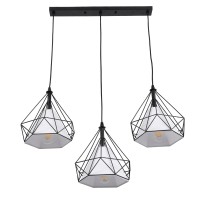 GLOBOSTAR® EIFFEL 61569 Vintage Κρεμαστό Φωτιστικό Οροφής με Ντουί 3 x E27 AC 220-240V IP20 - Μαύρο & Λευκό - Μ68 x Π25 x Υ130cm