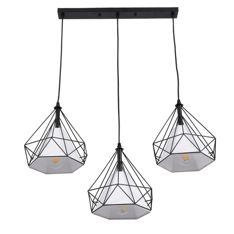 GLOBOSTAR® EIFFEL 61569 Vintage Κρεμαστό Φωτιστικό Οροφής με Ντουί 3 x E27 AC 220-240V IP20 - Μαύρο & Λευκό - Μ68 x Π25 x Υ130cm