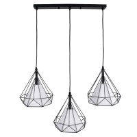 GLOBOSTAR® EIFFEL 61569 Vintage Κρεμαστό Φωτιστικό Οροφής με Ντουί 3 x E27 AC 220-240V IP20 - Μαύρο & Λευκό - Μ68 x Π25 x Υ130cm