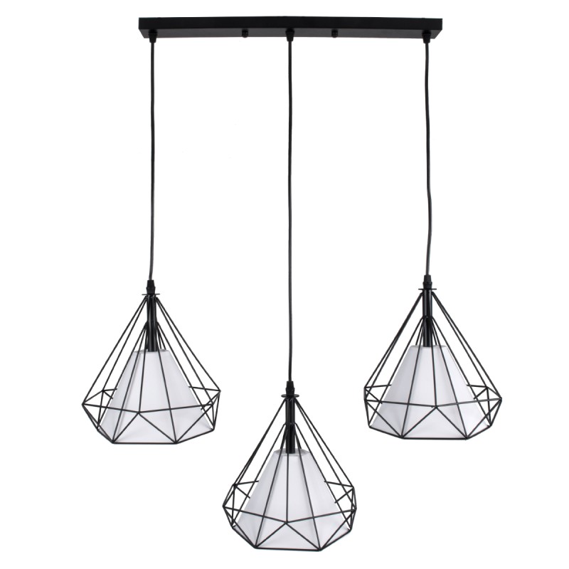 GLOBOSTAR® EIFFEL 61569 Vintage Κρεμαστό Φωτιστικό Οροφής με Ντουί 3 x E27 AC 220-240V IP20 - Μαύρο & Λευκό - Μ68 x Π25 x Υ130cm