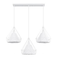 GLOBOSTAR® EIFFEL 61570 Vintage Κρεμαστό Φωτιστικό Οροφής με Ντουί 3 x E27 AC 220-240V IP20 - Λευκό - Μ68 x Π25 x Υ130cm