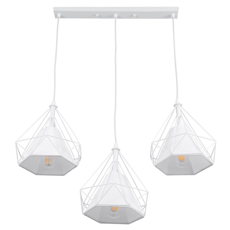 GLOBOSTAR® EIFFEL 61570 Vintage Κρεμαστό Φωτιστικό Οροφής με Ντουί 3 x E27 AC 220-240V IP20 - Λευκό - Μ68 x Π25 x Υ130cm