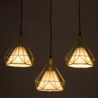 GLOBOSTAR® EIFFEL 61571 Vintage Κρεμαστό Φωτιστικό Οροφής με Ντουί 3 x E27 AC 220-240V IP20 - Χρυσό & Λευκό - Μ68 x Π25 x Υ130cm