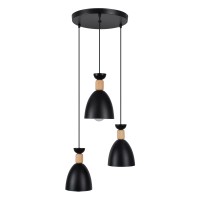 GLOBOSTAR® AVA 61572 Μοντέρνο Κρεμαστό Φωτιστικό Οροφής με Ντουί 3 x E27 AC 220-240V IP20 - Μαύρο & Μπεζ - Μ35 x Π35 x Υ130cm