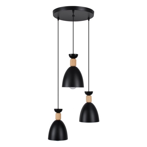 GLOBOSTAR® AVA 61572 Μοντέρνο Κρεμαστό Φωτιστικό Οροφής με Ντουί 3 x E27 AC 220-240V IP20 - Μαύρο & Μπεζ - Μ35 x Π35 x Υ130cm
