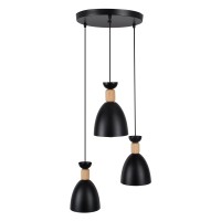 GLOBOSTAR® AVA 61572 Μοντέρνο Κρεμαστό Φωτιστικό Οροφής με Ντουί 3 x E27 AC 220-240V IP20 - Μαύρο & Μπεζ - Μ35 x Π35 x Υ130cm