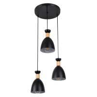 GLOBOSTAR® AVA 61572 Μοντέρνο Κρεμαστό Φωτιστικό Οροφής με Ντουί 3 x E27 AC 220-240V IP20 - Μαύρο & Μπεζ - Μ35 x Π35 x Υ130cm