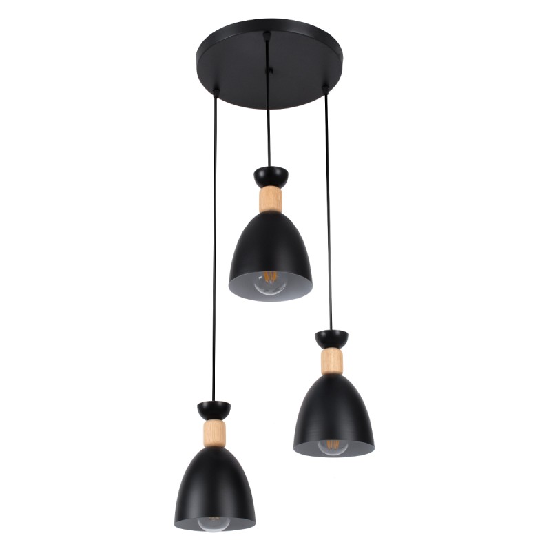 GLOBOSTAR® AVA 61572 Μοντέρνο Κρεμαστό Φωτιστικό Οροφής με Ντουί 3 x E27 AC 220-240V IP20 - Μαύρο & Μπεζ - Μ35 x Π35 x Υ130cm