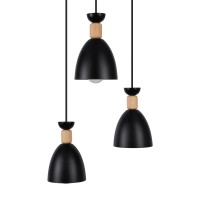 GLOBOSTAR® AVA 61572 Μοντέρνο Κρεμαστό Φωτιστικό Οροφής με Ντουί 3 x E27 AC 220-240V IP20 - Μαύρο & Μπεζ - Μ35 x Π35 x Υ130cm