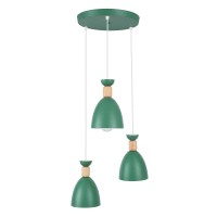 GLOBOSTAR® AVA 61575 Μοντέρνο Κρεμαστό Φωτιστικό Οροφής με Ντουί 3 x E27 AC 220-240V IP20 - Πράσινο & Μπεζ - Μ35 x Π35 x Υ130cm