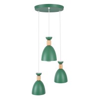 GLOBOSTAR® AVA 61575 Μοντέρνο Κρεμαστό Φωτιστικό Οροφής με Ντουί 3 x E27 AC 220-240V IP20 - Πράσινο & Μπεζ - Μ35 x Π35 x Υ130cm
