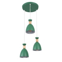 GLOBOSTAR® AVA 61575 Μοντέρνο Κρεμαστό Φωτιστικό Οροφής με Ντουί 3 x E27 AC 220-240V IP20 - Πράσινο & Μπεζ - Μ35 x Π35 x Υ130cm