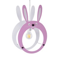 GLOBOSTAR® BUNNY 61577 Παιδικό Κρεμαστό Φωτιστικό Οροφής με Ντουί 1 x E27 AC 220-240V IP20 - Ροζ & Λευκό - Μ27.2 x Π15.5 x Υ40cm