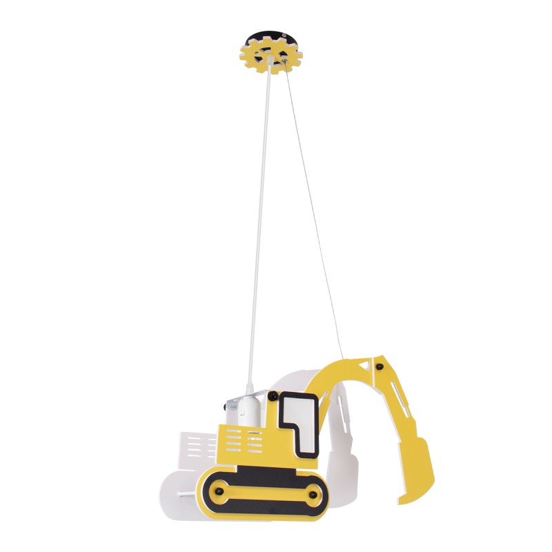 GLOBOSTAR® EXCAVATOR 61579 Παιδικό Κρεμαστό Φωτιστικό Οροφής με Ντουί 1 x E27 AC 220-240V IP20 - Κίτρινο & Μαύρο - Μ45 x Π15.5 x Υ27cm