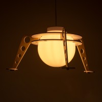 GLOBOSTAR® UFO 61581 Παιδικό Κρεμαστό Φωτιστικό Οροφής με Ντουί 1 x E27 AC 220-240V IP20 - Κίτρινο & Μπλε - Μ58 x Π58 x Υ24cm