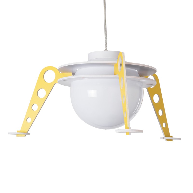 GLOBOSTAR® UFO 61581 Παιδικό Κρεμαστό Φωτιστικό Οροφής με Ντουί 1 x E27 AC 220-240V IP20 - Κίτρινο & Μπλε - Μ58 x Π58 x Υ24cm