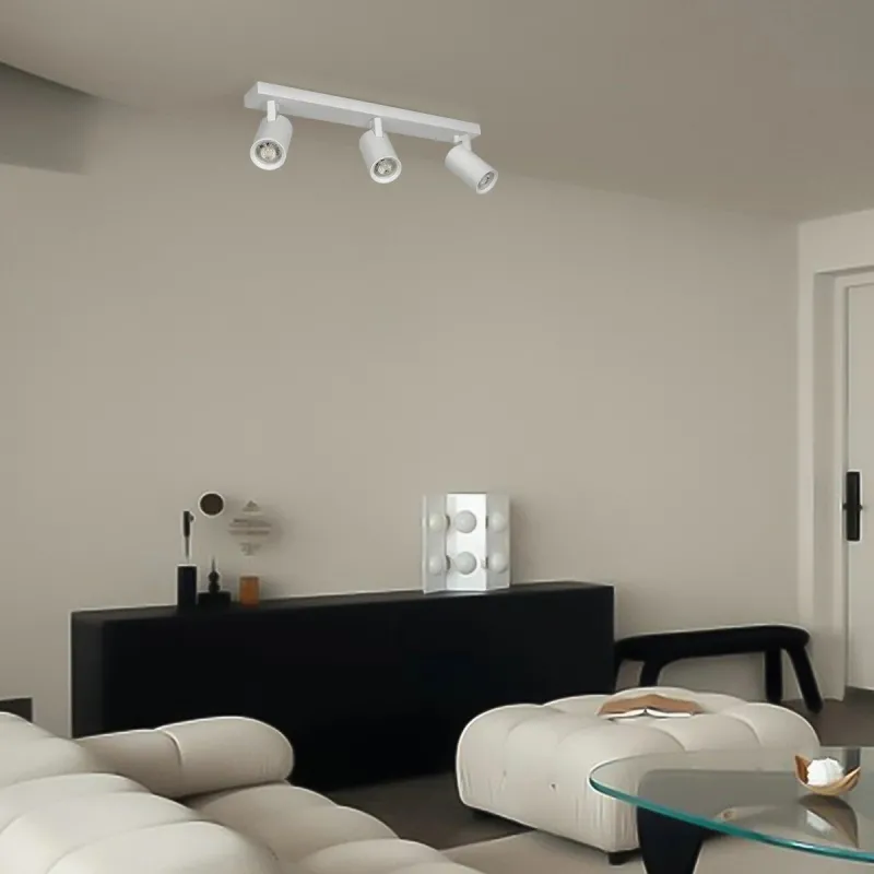 kelvo® SPOTA KLV-101-0139 Κινούμενο Φωτιστικό Σποτ Οροφής για 3 Λάμπες MR16 με Ντουί GU10 AC 220-240V IP20 - Λευκό Ματ - Μ48 x Π6.2 x Υ14cm