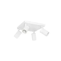 kelvo® SPOTA KLV-101-0147 Κινούμενο Φωτιστικό Σποτ Οροφής για 4 Λάμπες MR16 με Ντουί GU10 AC 220-240V IP20 - Λευκό Ματ - Μ26 x Π26 x Υ14cm