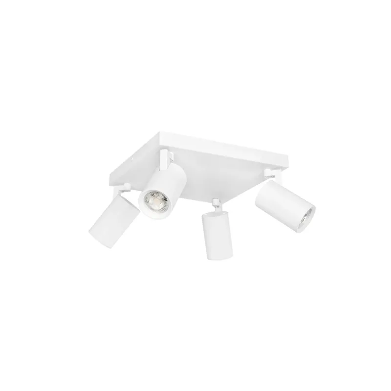 kelvo® SPOTA KLV-101-0147 Κινούμενο Φωτιστικό Σποτ Οροφής για 4 Λάμπες MR16 με Ντουί GU10 AC 220-240V IP20 - Λευκό Ματ - Μ26 x Π26 x Υ14cm