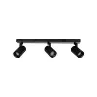 kelvo® SPOTA KLV-101-0138 Κινούμενο Φωτιστικό Σποτ Οροφής για 3 Λάμπες MR16 με Ντουί GU10 AC 220-240V IP20 - Μαύρο Ματ - Μ48 x Π6.2 x Υ14cm
