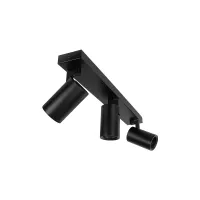 kelvo® SPOTA KLV-101-0138 Κινούμενο Φωτιστικό Σποτ Οροφής για 3 Λάμπες MR16 με Ντουί GU10 AC 220-240V IP20 - Μαύρο Ματ - Μ48 x Π6.2 x Υ14cm