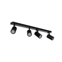 kelvo® SPOTA KLV-101-0140 Κινούμενο Φωτιστικό Σποτ Οροφής για 4 Λάμπες MR16 με Ντουί GU10 AC 220-240V IP20 - Μαύρο Ματ - Μ64 x Π6 x Υ14cm