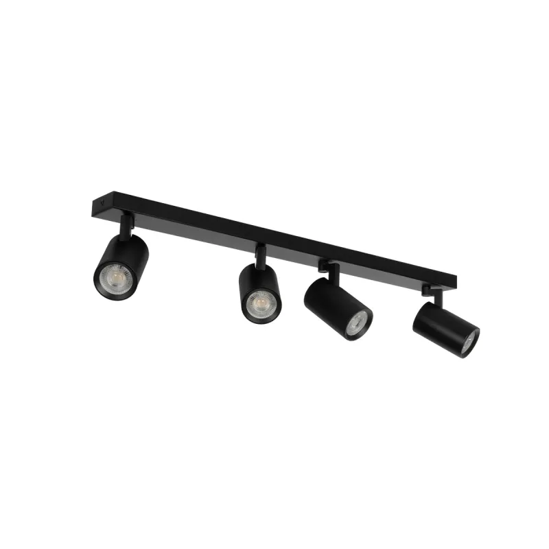 kelvo® SPOTA KLV-101-0140 Κινούμενο Φωτιστικό Σποτ Οροφής για 4 Λάμπες MR16 με Ντουί GU10 AC 220-240V IP20 - Μαύρο Ματ - Μ64 x Π6 x Υ14cm