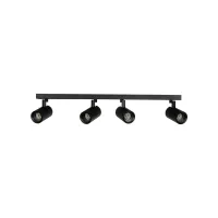 kelvo® SPOTA KLV-101-0140 Κινούμενο Φωτιστικό Σποτ Οροφής για 4 Λάμπες MR16 με Ντουί GU10 AC 220-240V IP20 - Μαύρο Ματ - Μ64 x Π6 x Υ14cm