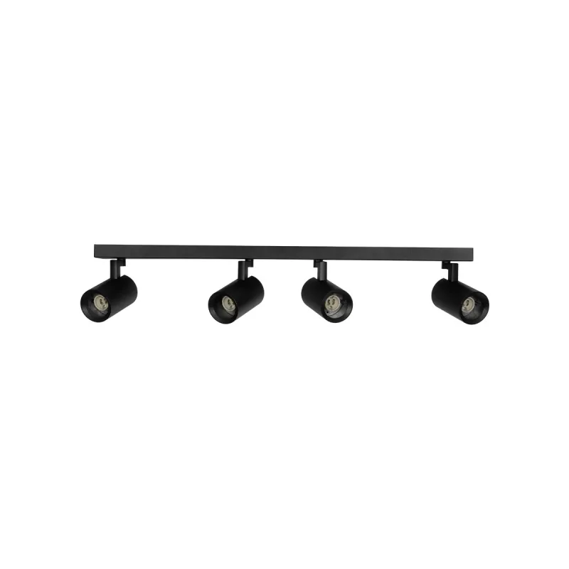 kelvo® SPOTA KLV-101-0140 Κινούμενο Φωτιστικό Σποτ Οροφής για 4 Λάμπες MR16 με Ντουί GU10 AC 220-240V IP20 - Μαύρο Ματ - Μ64 x Π6 x Υ14cm