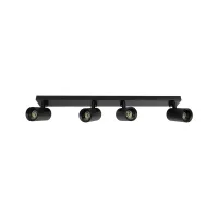 kelvo® SPOTA KLV-101-0140 Κινούμενο Φωτιστικό Σποτ Οροφής για 4 Λάμπες MR16 με Ντουί GU10 AC 220-240V IP20 - Μαύρο Ματ - Μ64 x Π6 x Υ14cm