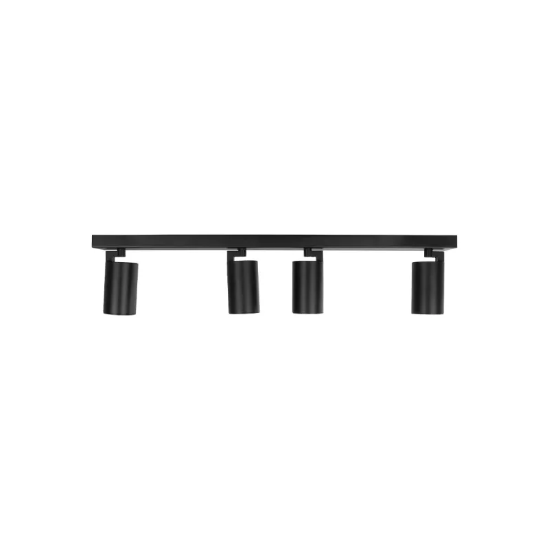 kelvo® SPOTA KLV-101-0140 Κινούμενο Φωτιστικό Σποτ Οροφής για 4 Λάμπες MR16 με Ντουί GU10 AC 220-240V IP20 - Μαύρο Ματ - Μ64 x Π6 x Υ14cm