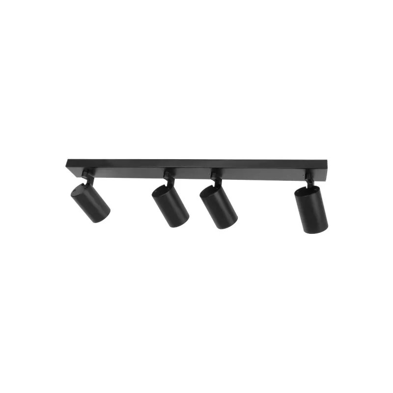 kelvo® SPOTA KLV-101-0140 Κινούμενο Φωτιστικό Σποτ Οροφής για 4 Λάμπες MR16 με Ντουί GU10 AC 220-240V IP20 - Μαύρο Ματ - Μ64 x Π6 x Υ14cm
