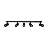 kelvo® SPOTA KLV-101-0142 Κινούμενο Φωτιστικό Σποτ Οροφής για 5 Λάμπες MR16 με Ντουί GU10 AC 220-240V IP20 - Μαύρο Ματ - Μ79.5 x Π6.3 x Υ14cm