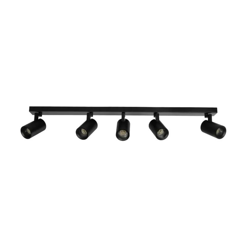 kelvo® SPOTA KLV-101-0142 Κινούμενο Φωτιστικό Σποτ Οροφής για 5 Λάμπες MR16 με Ντουί GU10 AC 220-240V IP20 - Μαύρο Ματ - Μ79.5 x Π6.3 x Υ14cm