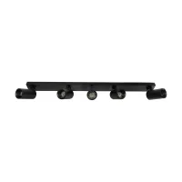 kelvo® SPOTA KLV-101-0142 Κινούμενο Φωτιστικό Σποτ Οροφής για 5 Λάμπες MR16 με Ντουί GU10 AC 220-240V IP20 - Μαύρο Ματ - Μ79.5 x Π6.3 x Υ14cm