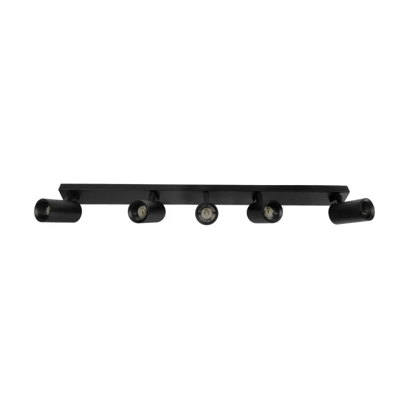 kelvo® SPOTA KLV-101-0142 Κινούμενο Φωτιστικό Σποτ Οροφής για 5 Λάμπες MR16 με Ντουί GU10 AC 220-240V IP20 - Μαύρο Ματ - Μ79.5 x Π6.3 x Υ14cm