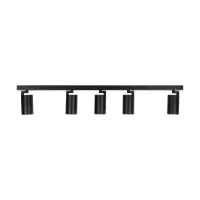 kelvo® SPOTA KLV-101-0142 Κινούμενο Φωτιστικό Σποτ Οροφής για 5 Λάμπες MR16 με Ντουί GU10 AC 220-240V IP20 - Μαύρο Ματ - Μ79.5 x Π6.3 x Υ14cm