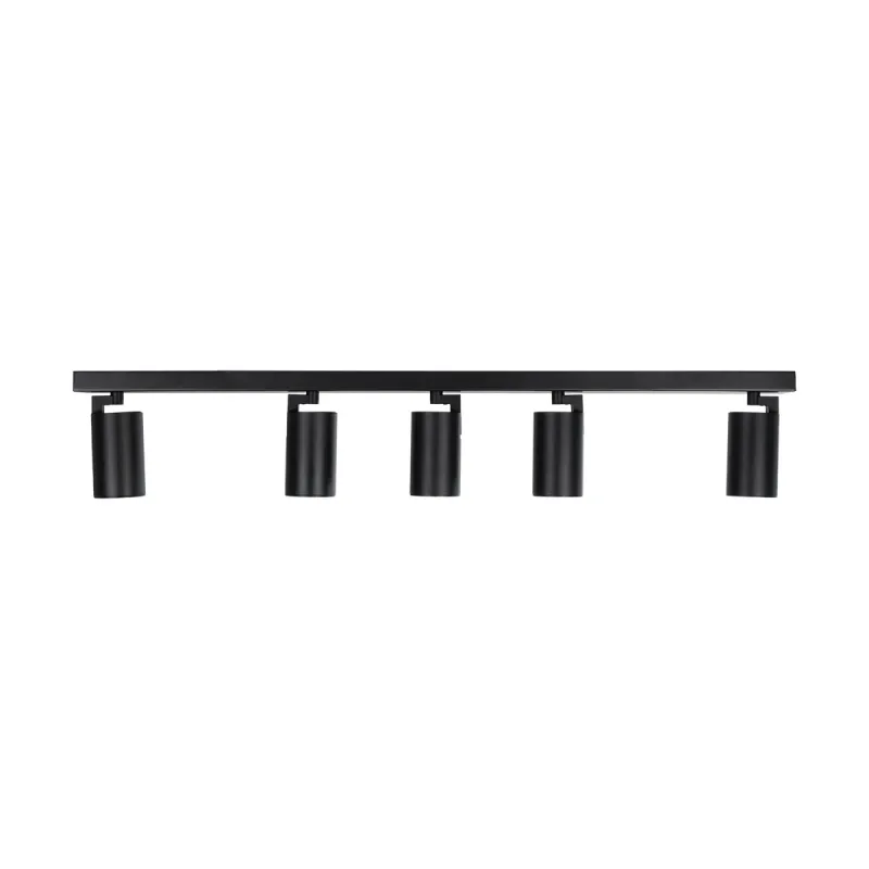 kelvo® SPOTA KLV-101-0142 Κινούμενο Φωτιστικό Σποτ Οροφής για 5 Λάμπες MR16 με Ντουί GU10 AC 220-240V IP20 - Μαύρο Ματ - Μ79.5 x Π6.3 x Υ14cm