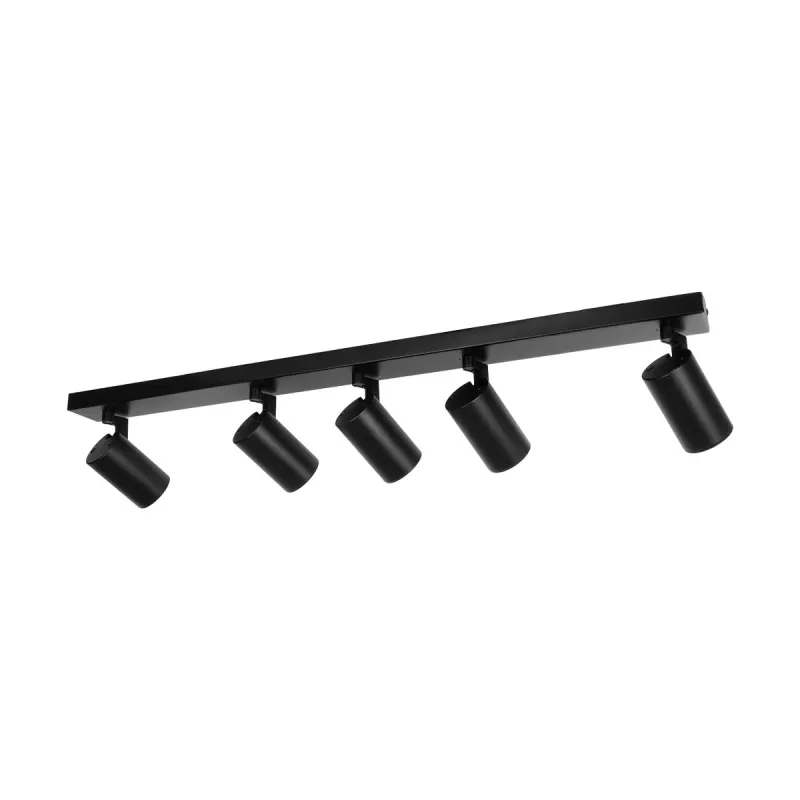 kelvo® SPOTA KLV-101-0142 Κινούμενο Φωτιστικό Σποτ Οροφής για 5 Λάμπες MR16 με Ντουί GU10 AC 220-240V IP20 - Μαύρο Ματ - Μ79.5 x Π6.3 x Υ14cm