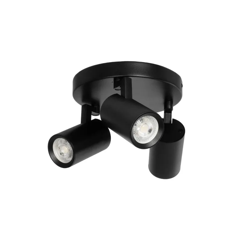 kelvo® SPOTA KLV-101-0144 Κινούμενο Φωτιστικό Σποτ Οροφής για 3 Λάμπες MR16 με Ντουί GU10 AC 220-240V IP20 - Μαύρο Ματ - Μ19 x Π19 x Υ14cm