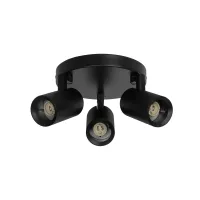 kelvo® SPOTA KLV-101-0144 Κινούμενο Φωτιστικό Σποτ Οροφής για 3 Λάμπες MR16 με Ντουί GU10 AC 220-240V IP20 - Μαύρο Ματ - Μ19 x Π19 x Υ14cm