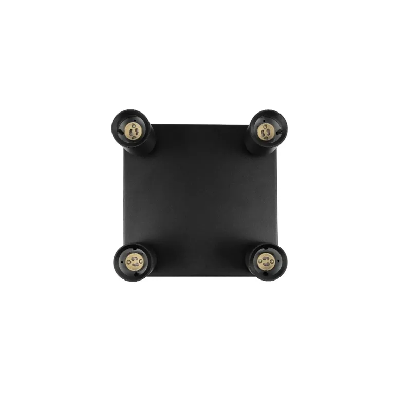 kelvo® SPOTA KLV-101-0146 Κινούμενο Φωτιστικό Σποτ Οροφής για 4 Λάμπες MR16 με Ντουί GU10 AC 220-240V IP20 - Μαύρο Ματ - Μ26 x Π26 x Υ14cm