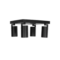 kelvo® SPOTA KLV-101-0146 Κινούμενο Φωτιστικό Σποτ Οροφής για 4 Λάμπες MR16 με Ντουί GU10 AC 220-240V IP20 - Μαύρο Ματ - Μ26 x Π26 x Υ14cm