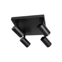 kelvo® SPOTA KLV-101-0146 Κινούμενο Φωτιστικό Σποτ Οροφής για 4 Λάμπες MR16 με Ντουί GU10 AC 220-240V IP20 - Μαύρο Ματ - Μ26 x Π26 x Υ14cm